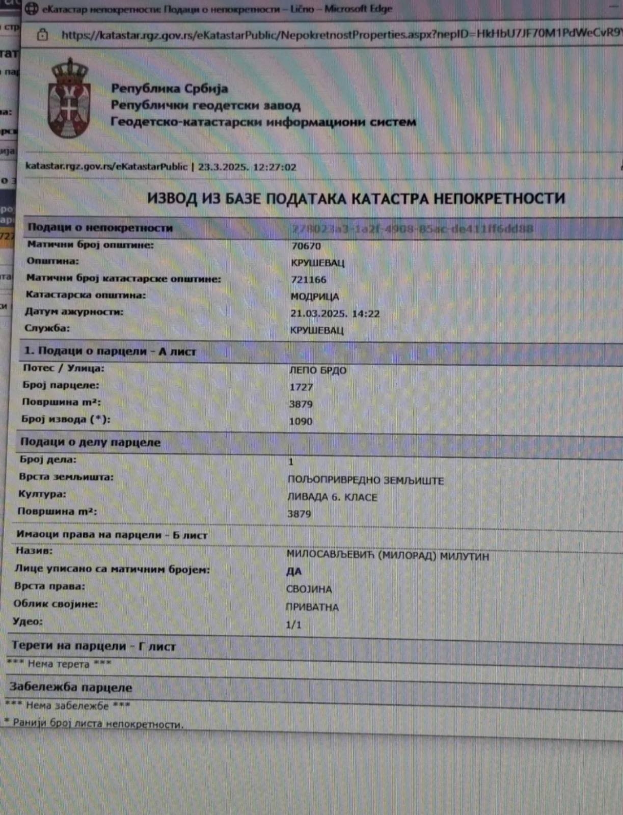 Plac na prodaju Trmčare-Kruševac